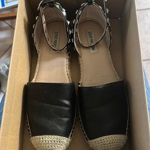Steve Madden black espadrilles silver studs